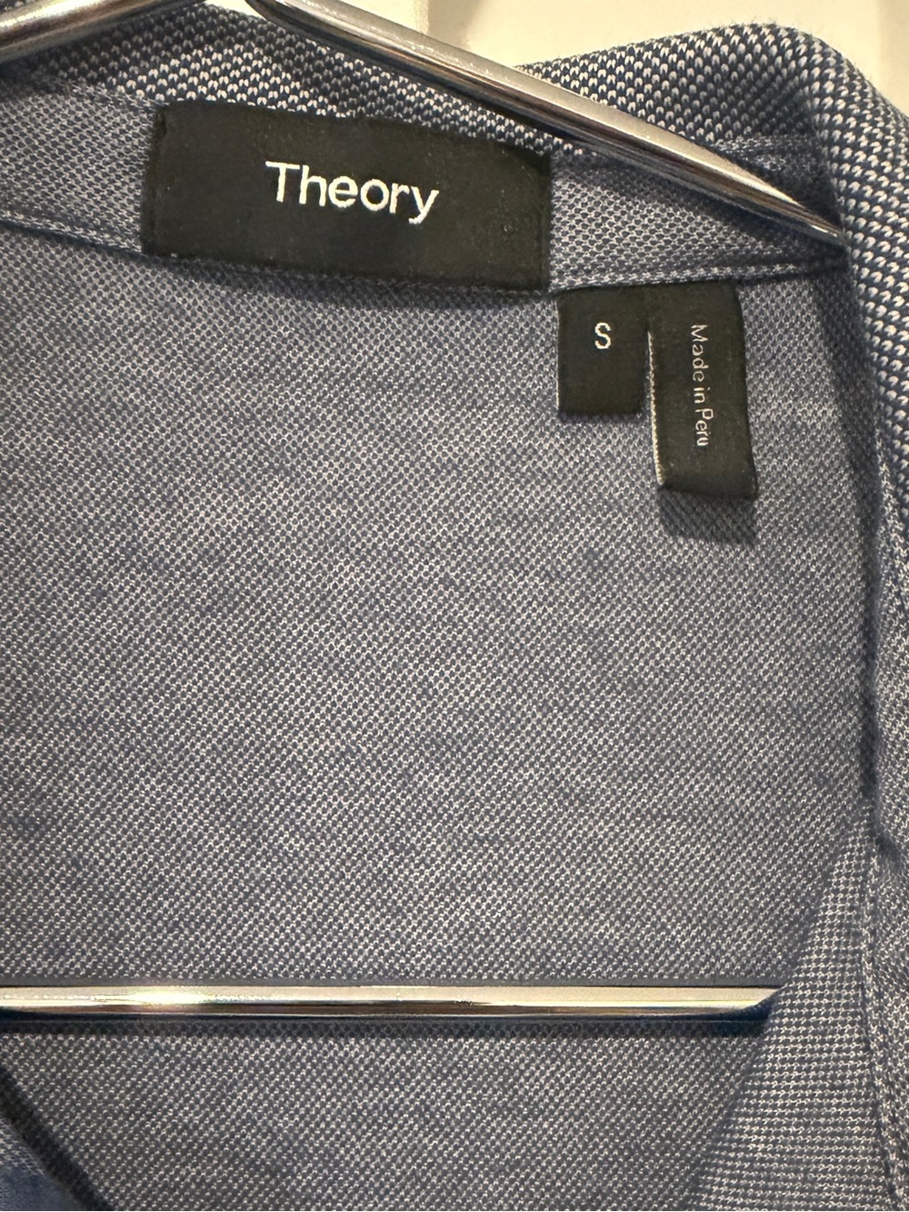 Theory Men's Slate Blue Polo with Contrast Trim - Picture 2 of 3